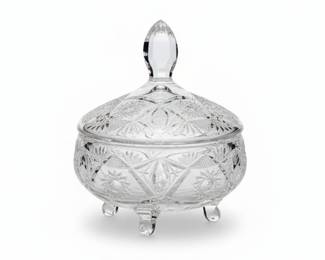 American Brilliant Cut Glass Candy Dish with Lid