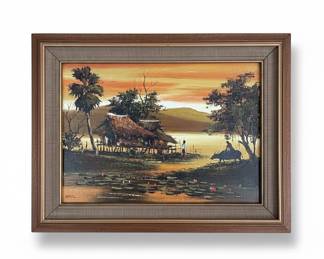 Southeast Asian Village Scene Painting by Yaritz