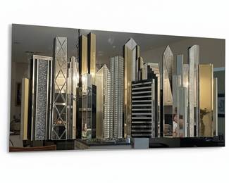 Vintage 3D Mirrored NYC Skyline Wall Art