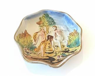 Capodimonte Ceramic Trinket Dish with Classical Figures