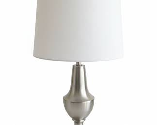 Brushed Nickel Table Lamp with White Drum Shade