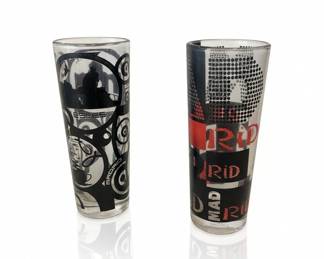 Madrid and Barcelona themed drinking glasses