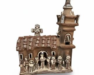 Peruvian Ayacucho Red Clay Terra Cotta Church Figurine