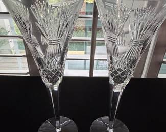 Waterford Crystal "Glandore" Pattern Flute Glasses (Set of 2)