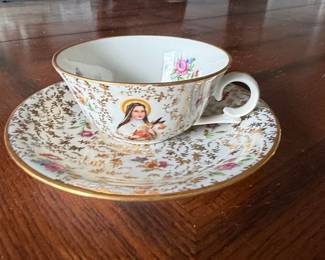 Madonna Bohemian Porcelain Teacup with Saucer Set