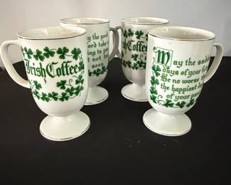 Vintage Irish Coffee Mugs Set of 4 with Gaelic Blessing