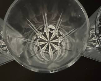 Set of 3 Vintage Cut Crystal Tumbler Glasses with Starburst Base