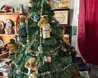 The Danbury Mint Boyds Bears "US Navy Christmas Tree" Lighted Display