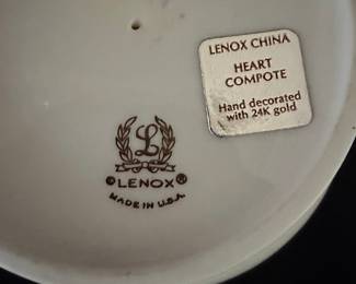 Lenox "Heart Compote" Hand Decorated with 24k Gold