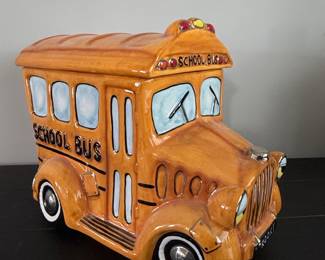 Ceramic School Bus Cookie Jar