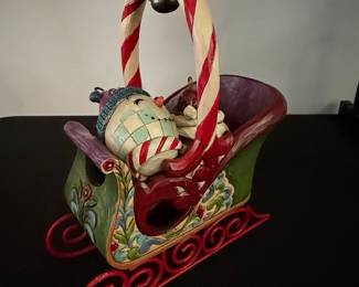 Jim Shore Heartwood Creek "Jingle All The Way" Sleigh with Snowman and Ornaments