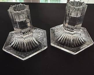 Louis Comfort Tiffany Collection Crystal Candlestick Holders (Pair)