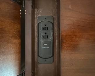 Pair of Mid-Century Modern Walnut Nightstands with Charging Station