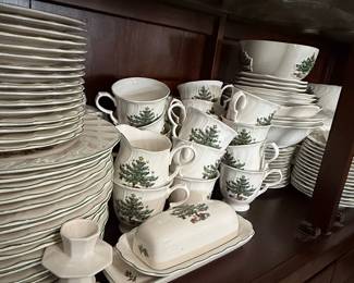 Spode "Christmas Tree" Pattern China and Glassware Set