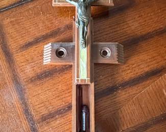 Vintage Sick Call / Last Rites Crucifix with Hidden Reliquary