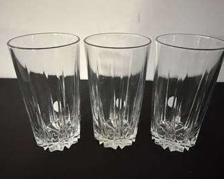 Set of 3 Vintage Cut Crystal Tumbler Glasses with Starburst Base