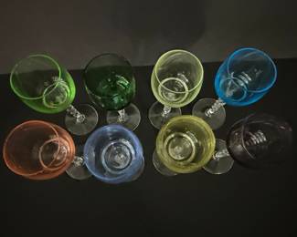 Set of 8 Twisted Stem Cordial Glasses in Assorted Colors