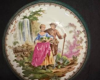 Limoges France Decorative Trinket Box with Courting Couple Scene