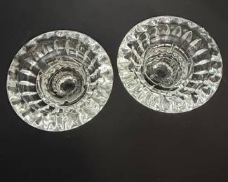Pressed Glass Candlestick Holders (Pair)