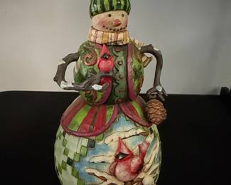 Jim Shore Heartwood Creek "Snowman with Cardinal Scene" Figurine