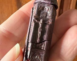 Vintage Sick Call / Last Rites Crucifix with Hidden Reliquary