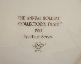 Lenox The Annual Holiday Collector's Plate 1994