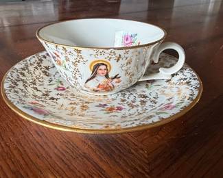 Madonna Bohemian Porcelain Teacup with Saucer Set