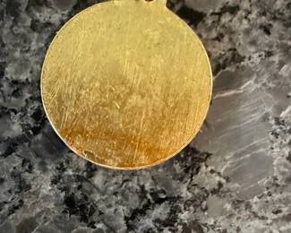 Gold-Tone St. Christopher Medal with "In God We Trust" and Cross