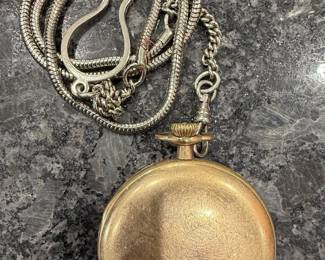 Vintage Gold-Tone Pocket Watch with Chain