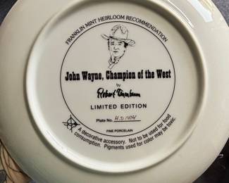 Franklin Mint John Wayne "Champion of the West" Collector Plate
