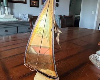Don DeMott "Golden Ketch" Mid-Century Brass and Onyx Sailboat Sculpture