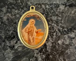 Our Lady of Lourdes Oval Medal Pendant