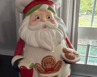 Sleigh Bell Bistro Santa Chef Cookie Jar