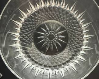 Vintage Arcoroc France Starburst Crystal Punch Bowl