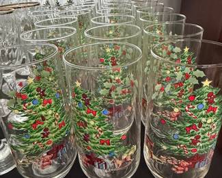 Spode "Christmas Tree" Pattern China and Glassware Set