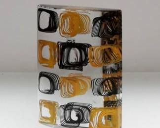 Geometric Murano "Monolite" glass sculpture - #31 of 100 and signed by artist Carlo Moretti