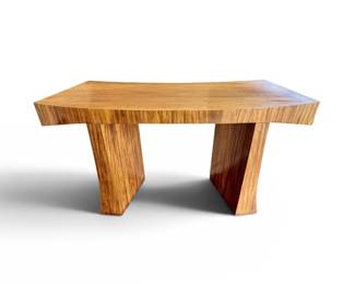 Custom console table in Emberwood with a satin lacquer finish