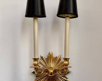 Set of 3 Starburst Gilt  Bronze Vaughan Art Deco Sconces