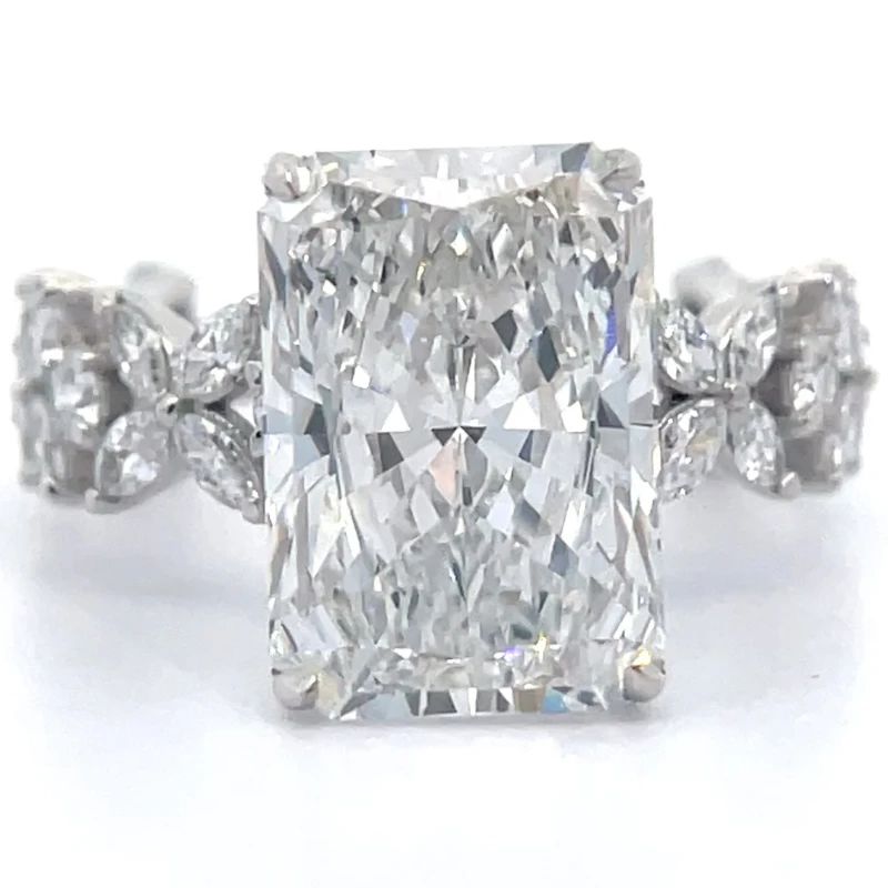 5.09 Carat Diamond Radiant & Marquise Trellis Hidden Halo Ring in White Gold