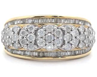 Natural Diamond Cluster Tapered Ring in Yellow Gold