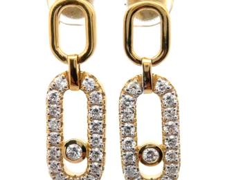 NEW!! Pavé Diamond Double Paperclip Drop Earrings