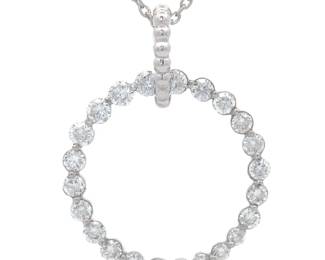 NEW! 1.14 Carat Diamond Open Halo Wreath Eternity Circle Drop Pendant Necklace