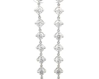 NEW! Elegant 4 Carat Diamond Linear Dangle Earrings in 14k White Gold