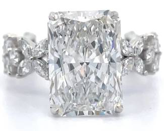 5.09 Carat Diamond Radiant & Marquise Trellis Hidden Halo Ring in White Gold