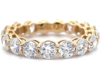 NEW! 5 Carat Diamond Two-Prong Trellis Eternity Ring in 14k Yellow Gold