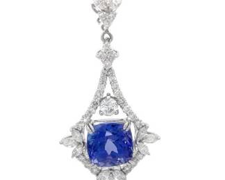 5.89 Carat Tanzanite & Diamond Pendant in 18K White Gold