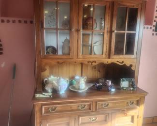 Fenton glass, wedge wood teapot, creamer and sugar bowl, English China pieces