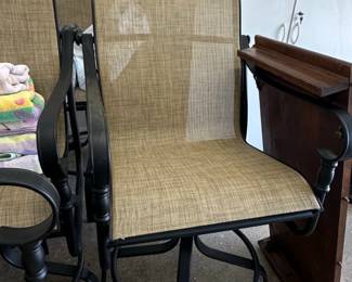 PHI VILLA Swivel Metal Textilene Outdoor Bar Stool with Arms second image