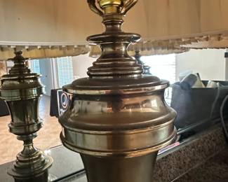 Vintage Stiffel Brass Table Lamps with Pleated Shades second image