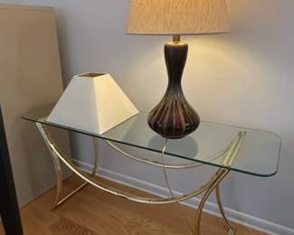 Vintage Brass and Glass Console Table